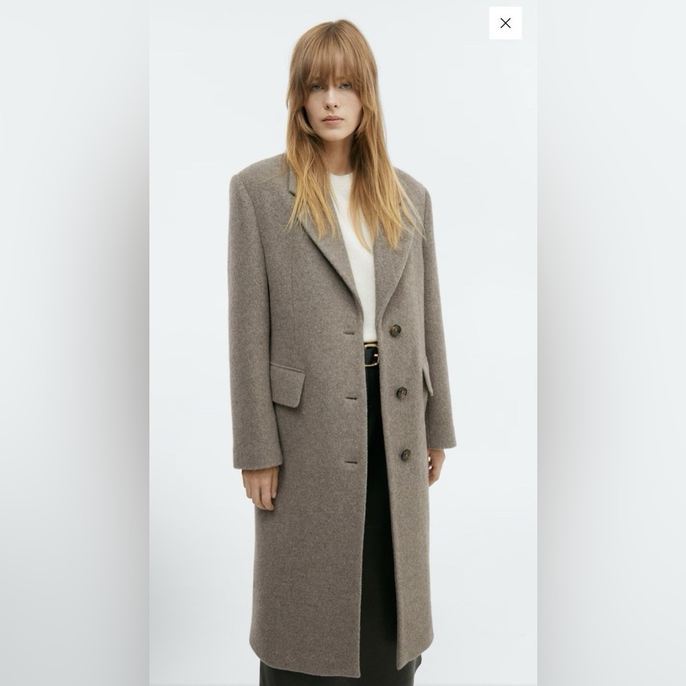 NWOT Mango Wool Einstein Oversized long mink coat size medium